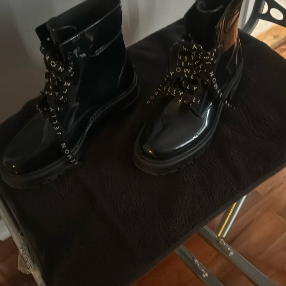 Patent leather boots